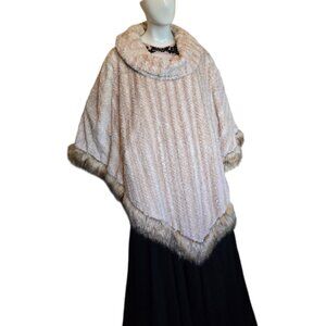 ADRIENNE LANDAU Faux Fur Poncho  sz 2X
